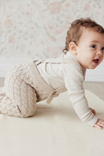Load image into Gallery viewer, Organic Cotton Fine Rib Long Sleeve Bodysuit - Jean Stripe Sand