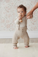 Load image into Gallery viewer, Organic Cotton Fine Rib Long Sleeve Bodysuit - Jean Stripe Sand