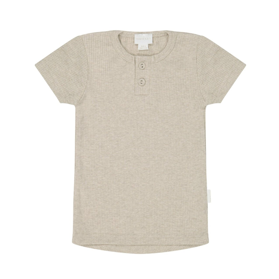 Organic Cotton Fine Rib Darcy Tee - Sand Marle