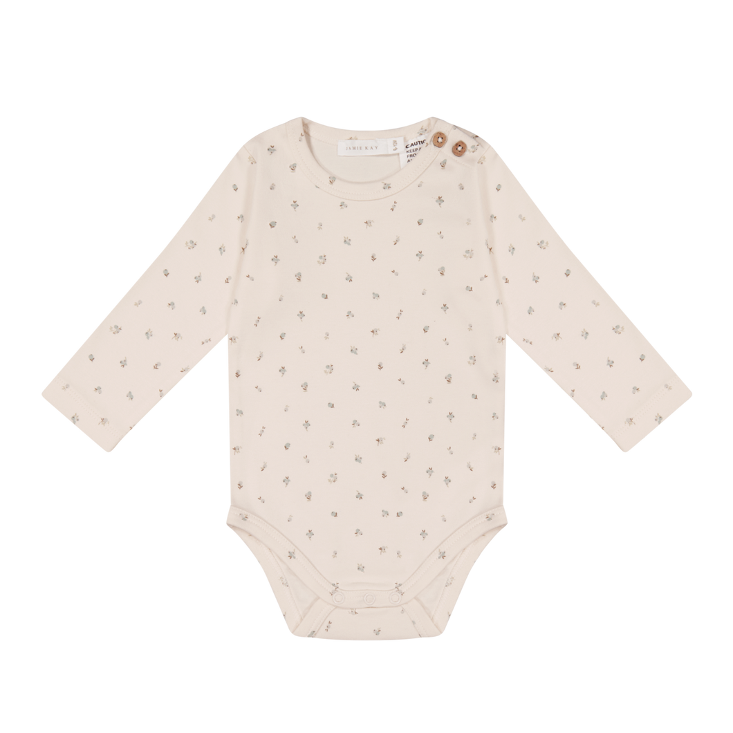 Organic Cotton Fernley Long Sleeve Bodysuit - Blueberry Storm