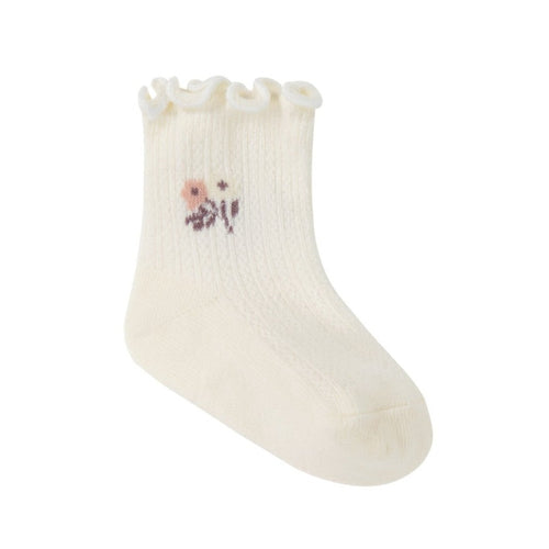 Emilia Frill Ankle Sock - Egret