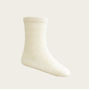 Scallop Weave Knee High - Milk