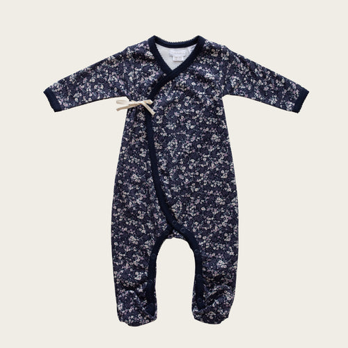 Organic Cotton Wrap Onepiece - Blueberry Floral