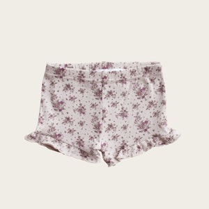 Organic Cotton Rib Frill Short - Lilian Floral
