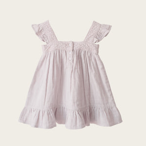 Organic Cotton Muslin Lace Dress - Parisian Purple