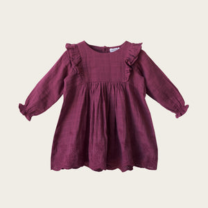 Organic Cotton Muslin Lily Dress - Damson