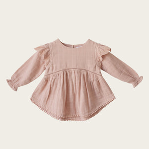 Organic Cotton Muslin Olive Blouse - Peach Whip