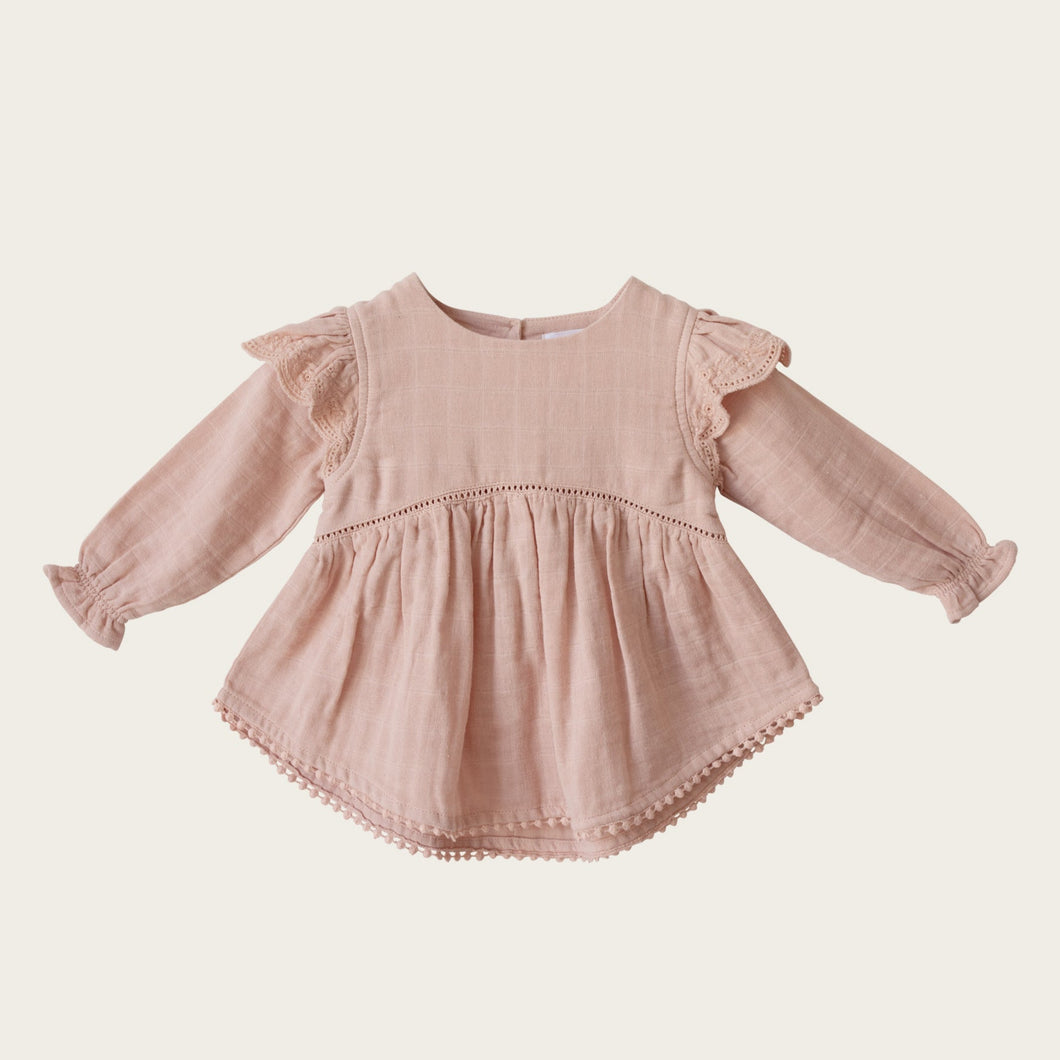 Organic Cotton Muslin Olive Blouse - Peach Whip