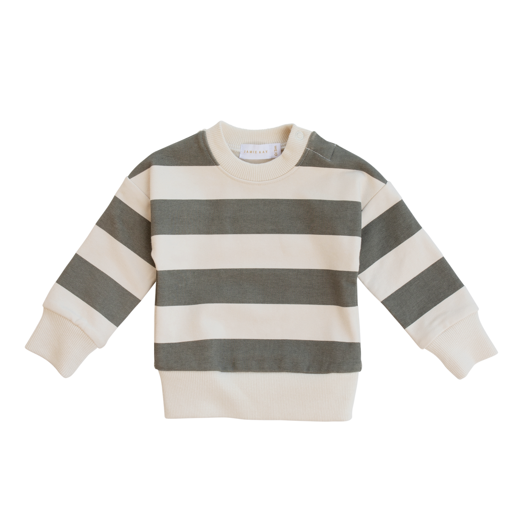 Grayson Pullover - Fog/Ecru Stripe