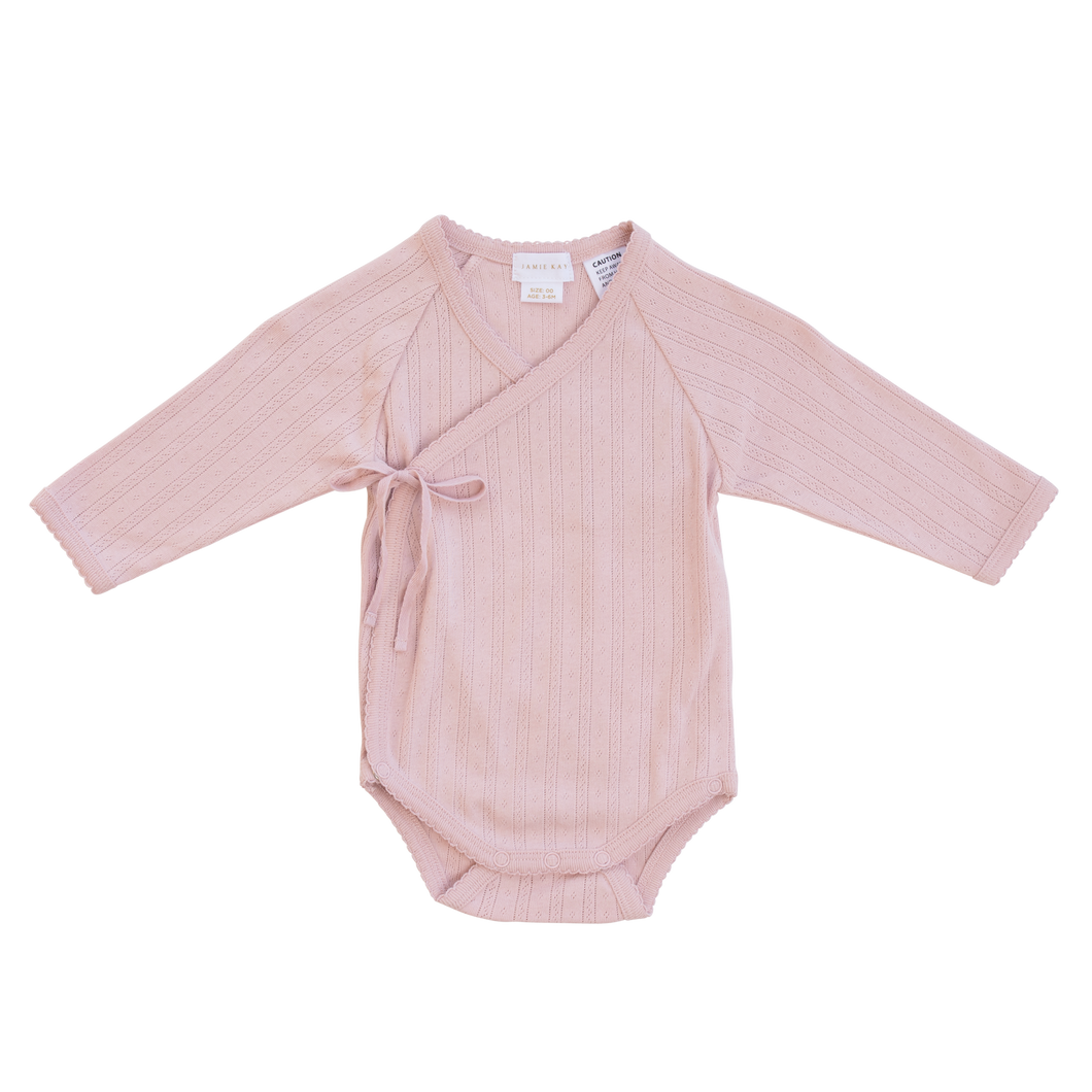 Organic Cotton Pointelle Wrap Bodysuit - Cupcake