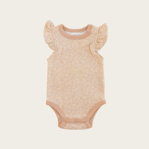 Organic Cotton Frill Singlet Bodysuit - Meadow Floral