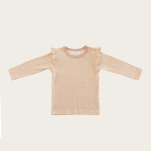 Organic Cotton Long Sleeve Frill Top - Meadow Floral