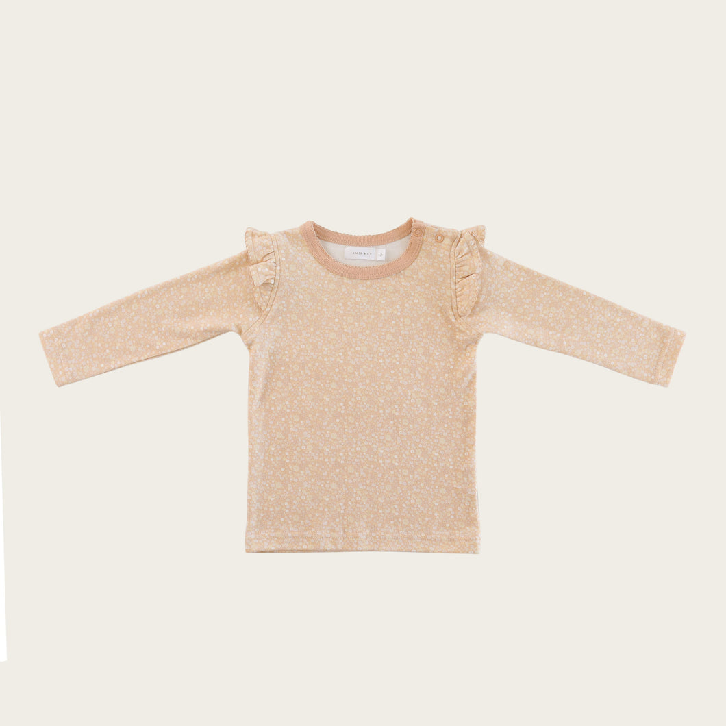 Organic Cotton Long Sleeve Frill Top - Meadow Floral