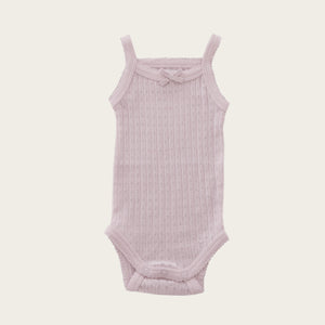 Organic Cotton Pointelle Singlet Bodysuit - Old Rose