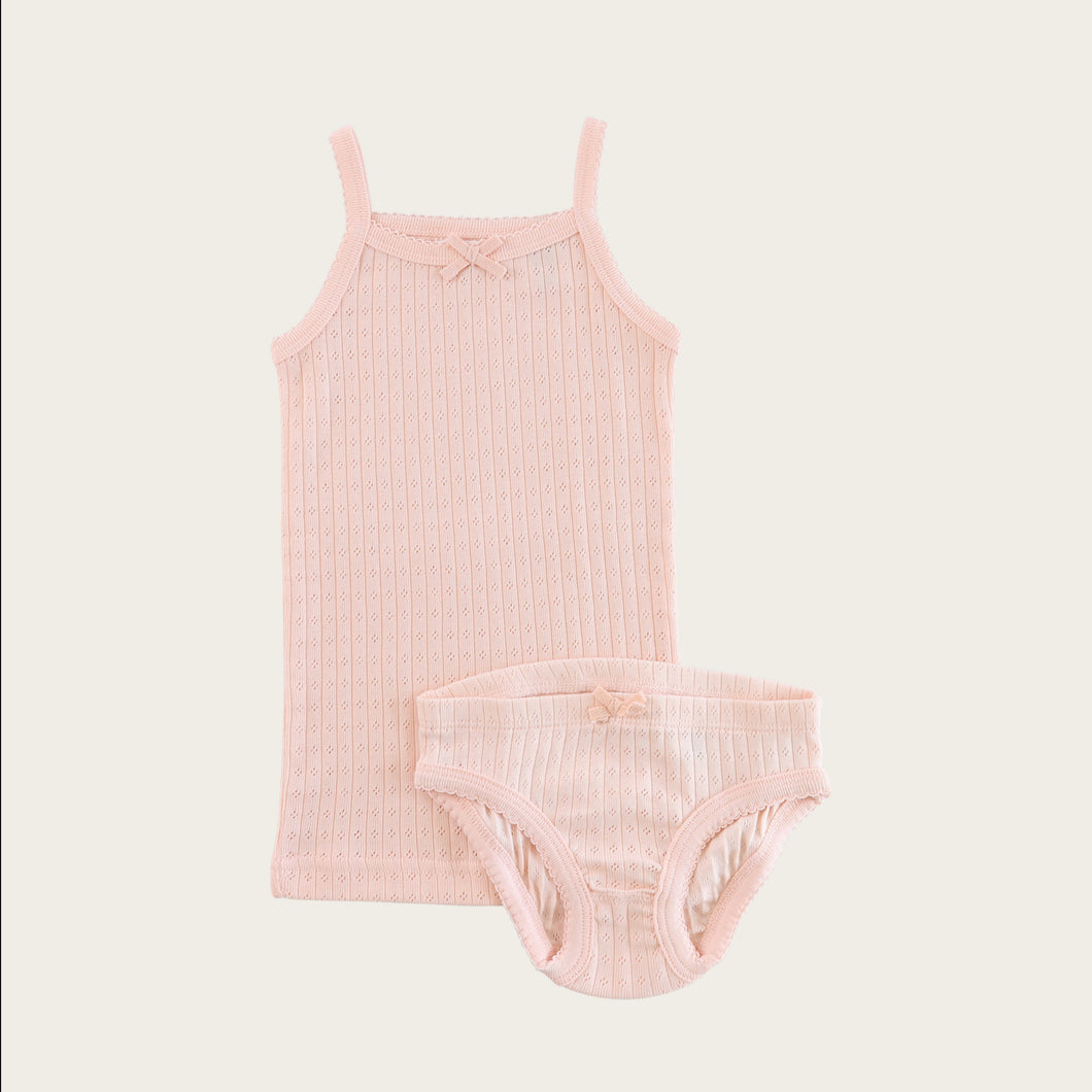 Organic Cotton Pointelle Underwear Set - Peach