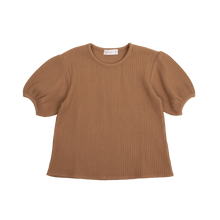 將圖片載入圖庫檢視器 Organic Cotton Waffle Scarlett Puff Sleeve Top - Light Russet