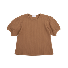 Load image into Gallery viewer, Organic Cotton Waffle Scarlett Puff Sleeve Top - Light Russet