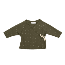 將圖片載入圖庫檢視器 Organic Cotton Wrap Top - Tiny Dots Olive
