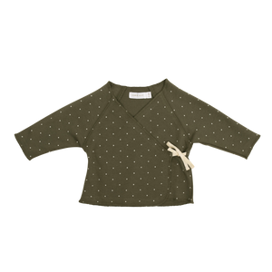 Organic Cotton Wrap Top - Tiny Dots Olive