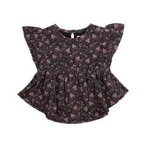 Organic Cotton Pincord Willow Top - Peony Floral