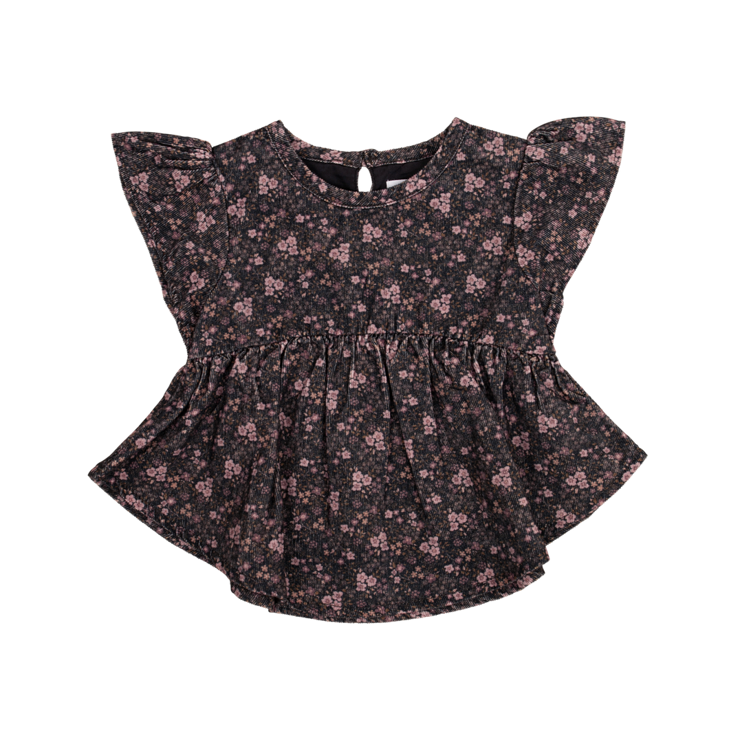 Organic Cotton Pincord Willow Top - Peony Floral
