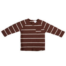Load image into Gallery viewer, Landon Long Sleeve Tee - Henna/Ecru Stripe