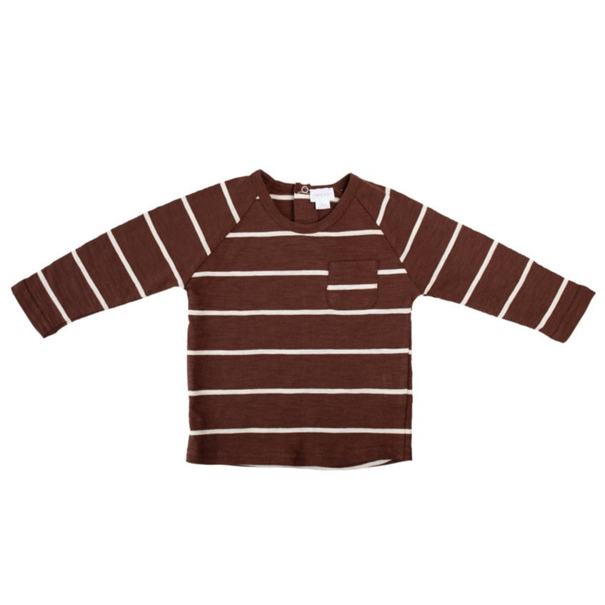 Landon Long Sleeve Tee - Henna/Ecru Stripe