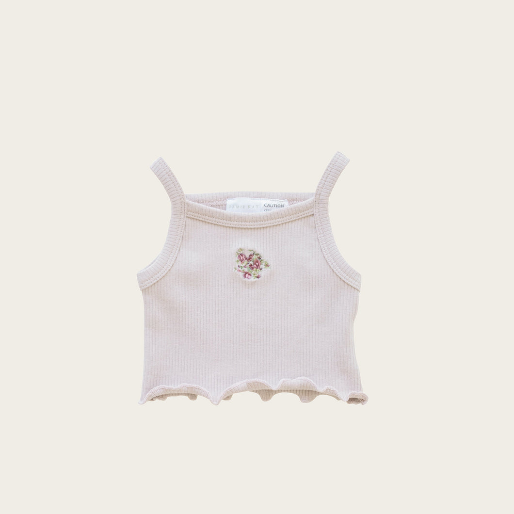 Organic Cotton Rib Bebe Midi Singlet - Peony