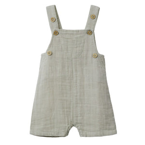 Organic Cotton Muslin Bowie Short Overall - Moss