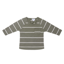 Load image into Gallery viewer, Landon Long Sleeve Tee - Fog/Ecru Stripe