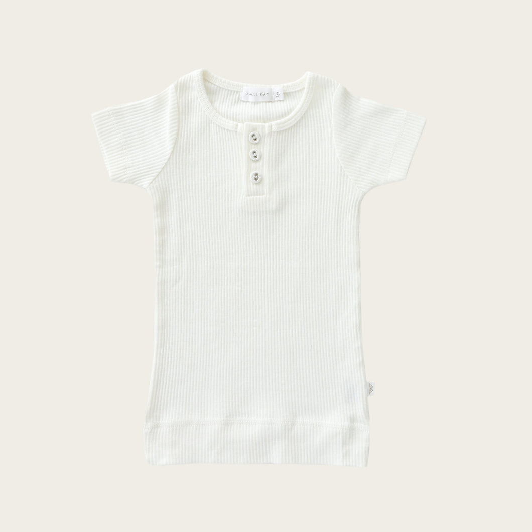 Organic Essential Tee Henley - Milk