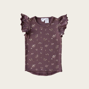 Organic Cotton Frill Rib Tee - Petite Fleur