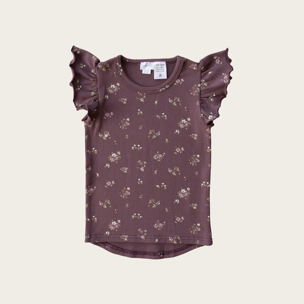 Organic Cotton Frill Rib Tee - Petite Fleur