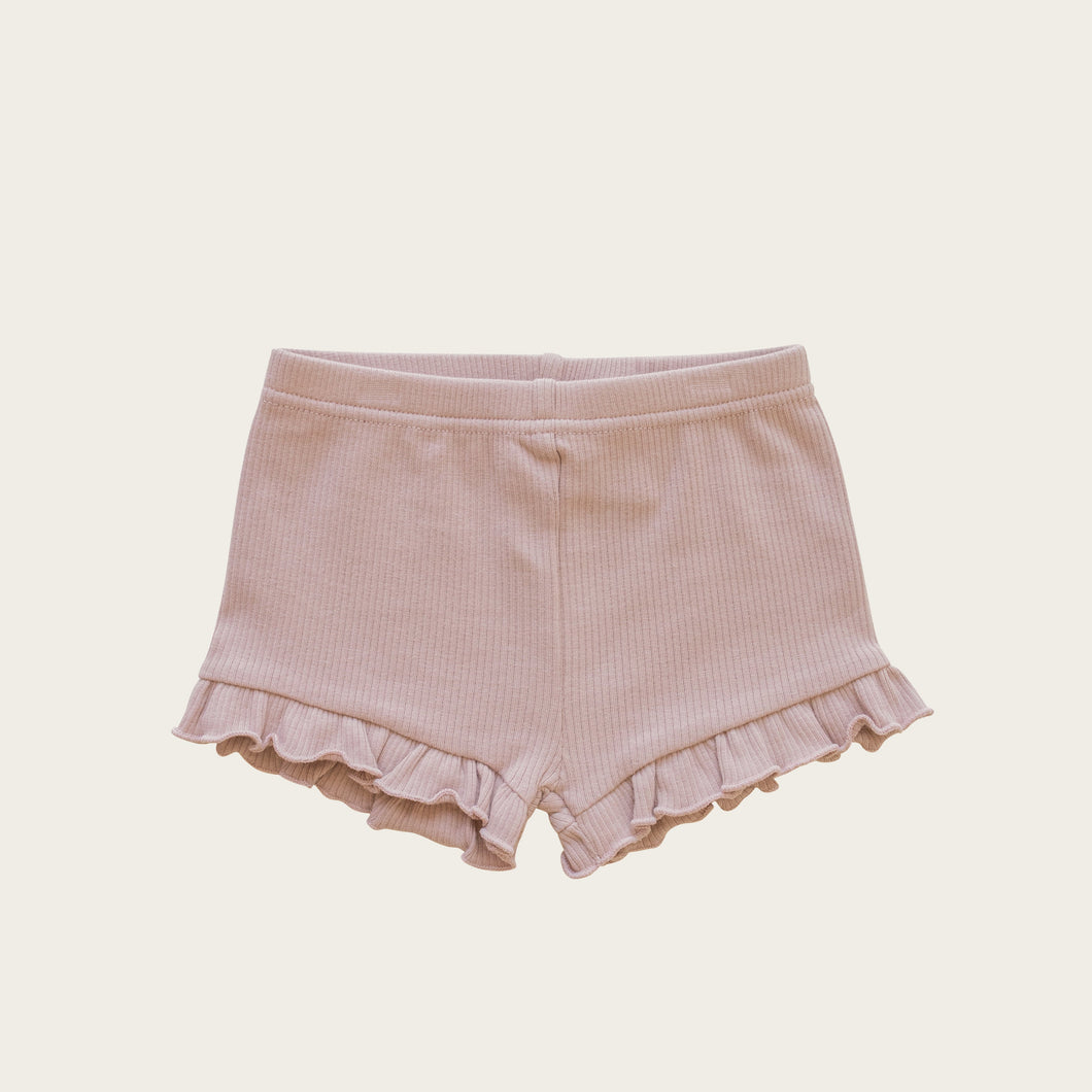 Organic Cotton Frill Rib Short - Rose Ash