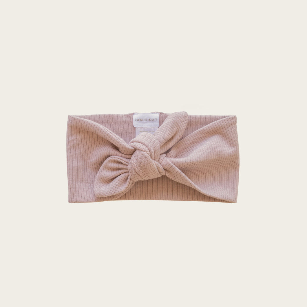 Organic Cotton Rib Headband - Rose Ash