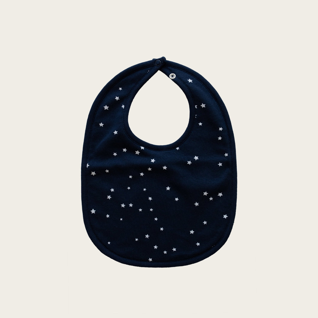 Organic Cotton Bib - Tiny Stars Black Iris