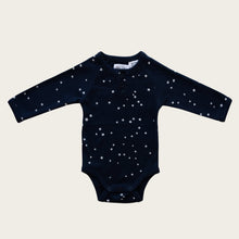 Load image into Gallery viewer, Organic Cotton Longsleeve Bodysuit - Tiny Stars Black Iris