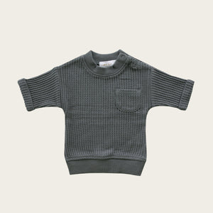 Organic Cotton Waffle Noah Top - North Sea