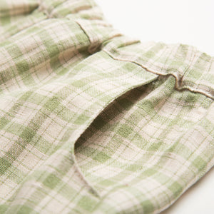 Jumping Jack Trousers - Oat & Olive Check Linen