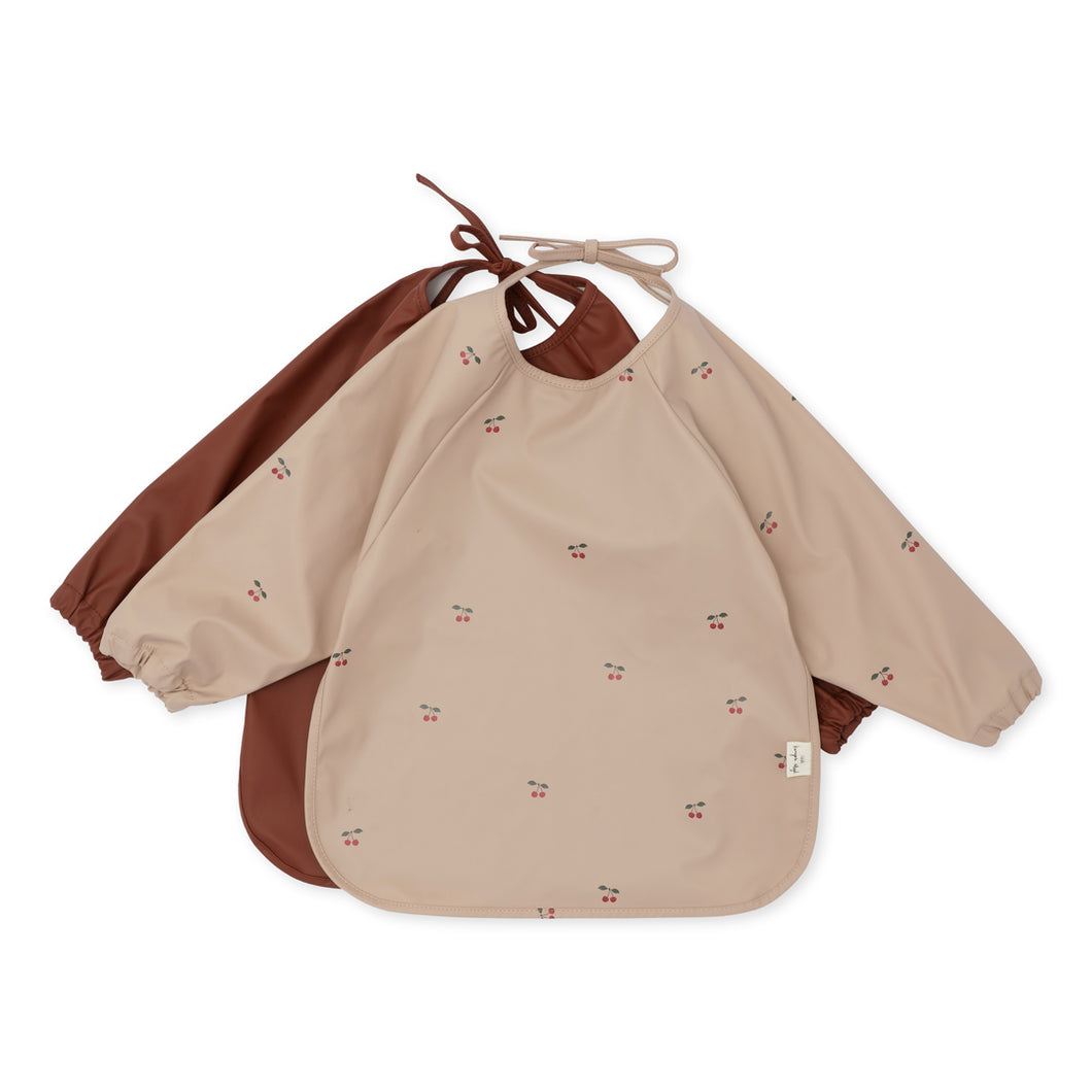 2 PACK DINNER BIB WITH SLEEVES - CHERRY