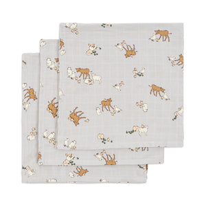 3 PACK MUSLIN CLOTH GOTS - FARM BLUE