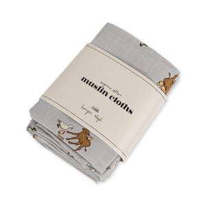 3 PACK MUSLIN CLOTH GOTS - FARM BLUE