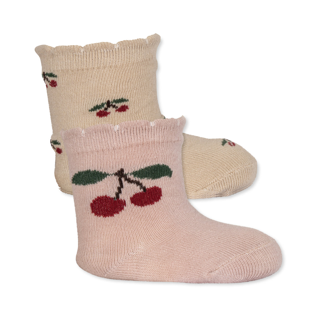 2 PACK JACQUARD SOCKS - CHERRY/ GRAND CHERRY