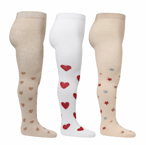 3 PACK JACQUARD TIGHTS - HEART/AISURU/STAR