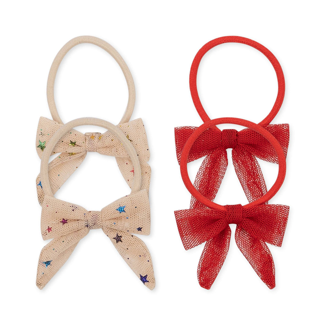 4-PACK TULLE BOWIE ELASTIC - MULTI STAR/RED