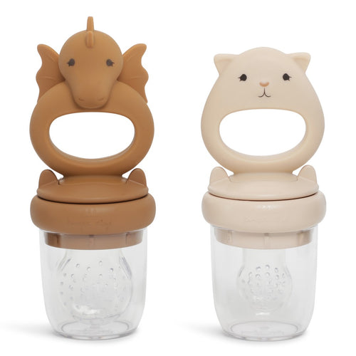 SILICONE FRUIT FEEDING PACIFIER DRAGON - CARAMEL/SUNKISS