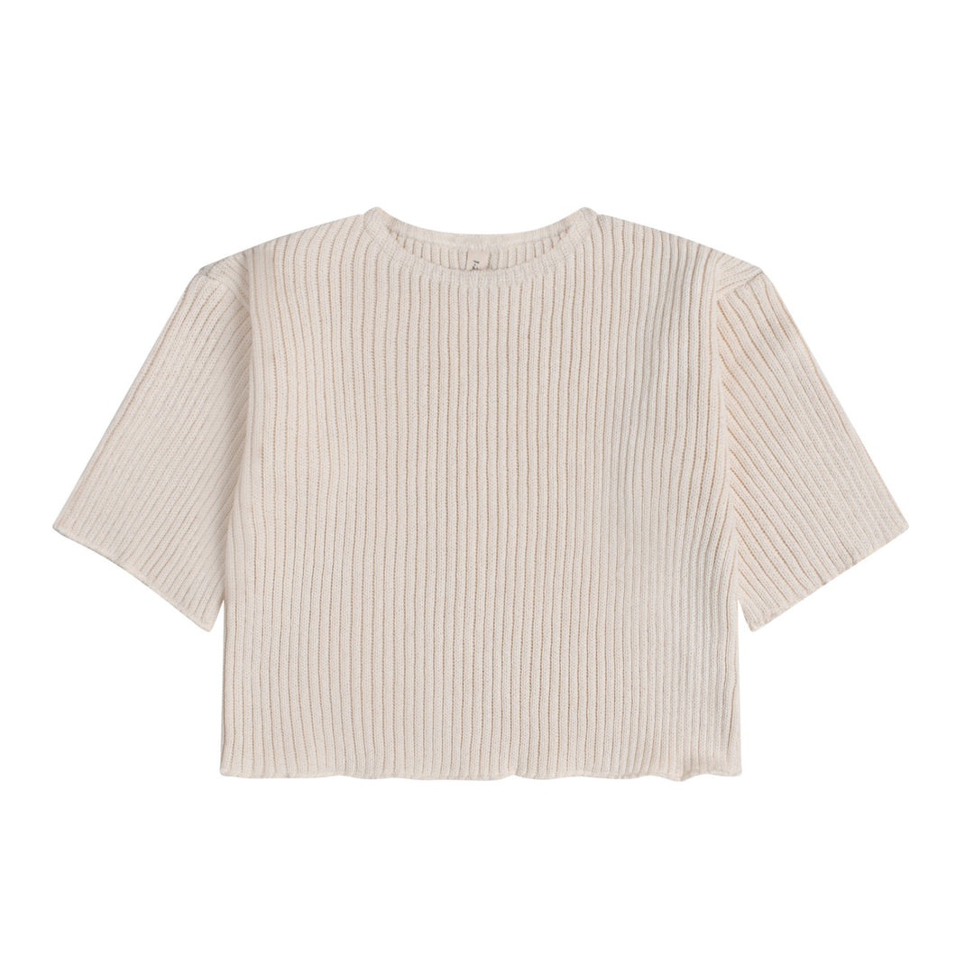 Boat Neck Oat Knitted Top