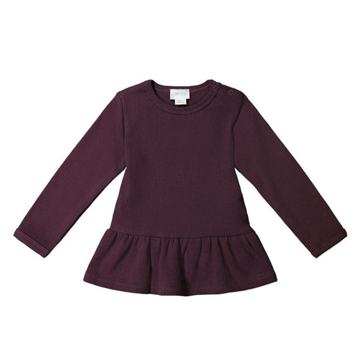 Organic Cotton Fine Rib Elsa Top - Sugar Plum
