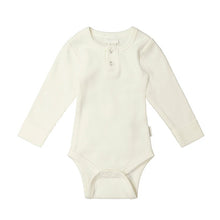 將圖片載入圖庫檢視器 Organic Cotton Fine Rib Long Sleeve Bodysuit - Milk
