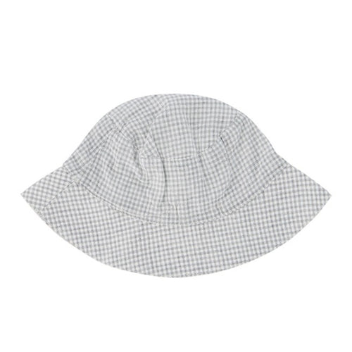 Organic Cotton Gingham Bucket Hat - Sky